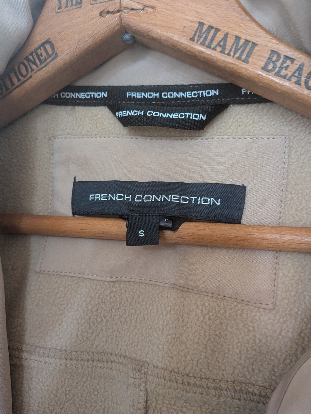 French Connection Softshell Anorak Women’s Hooded Small Khaki - Picture 7 of 16
